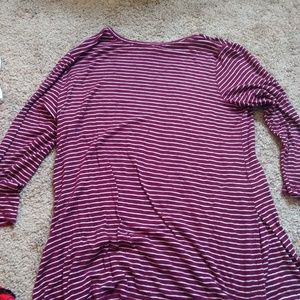 Burgundy and white striped tunic